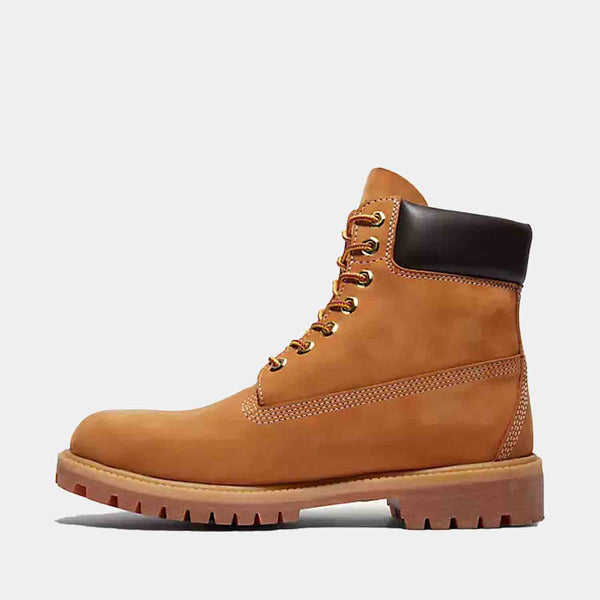 Side medial view of the Men's Timberland Premium 6-Inch Waterproof Boot.