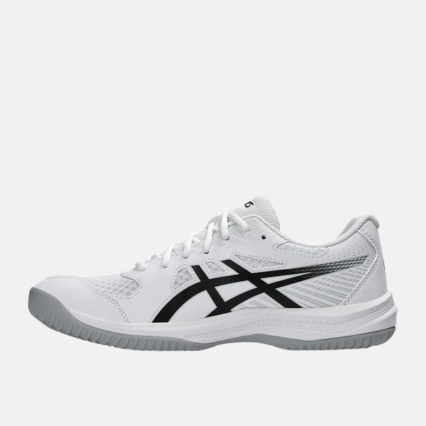 Side medial view of the Asics Men's Upcourt 6 Volleyball Shoes.