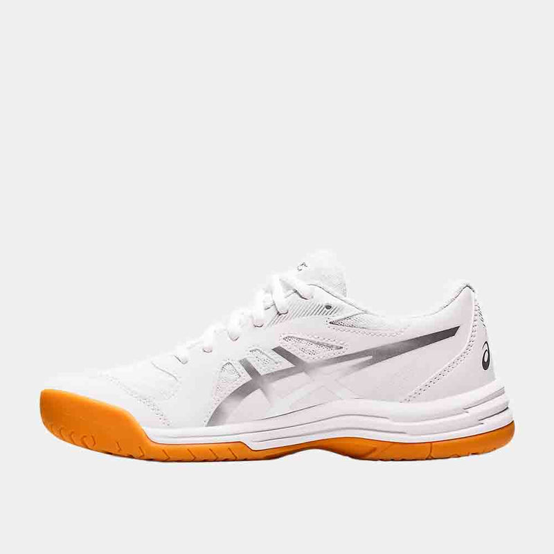 Side medial view of the Women's Asics Upcourt 5 Volleyball Shoes.
