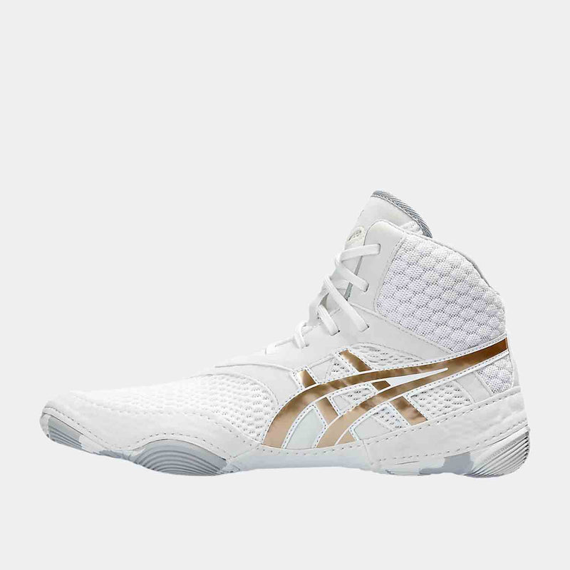 Side medial view of the Asics Matblazer Women's Wrestling Shoes.