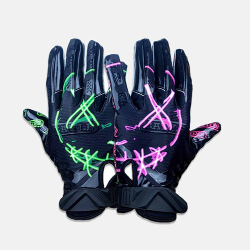 Purple and black football gloves deals