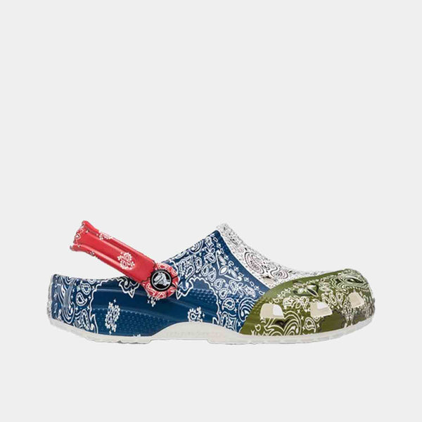 Side view of the Crocs Classic Clogs Bandana 'White Red Blue Green'.