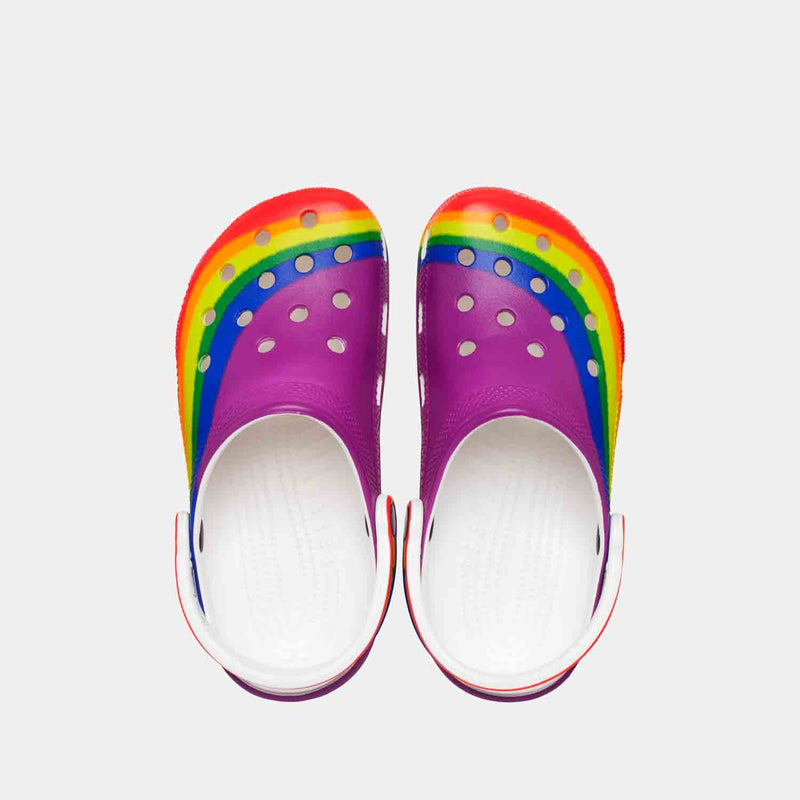 Top view of the Crocs Classic Rainbow Dye Clogs.