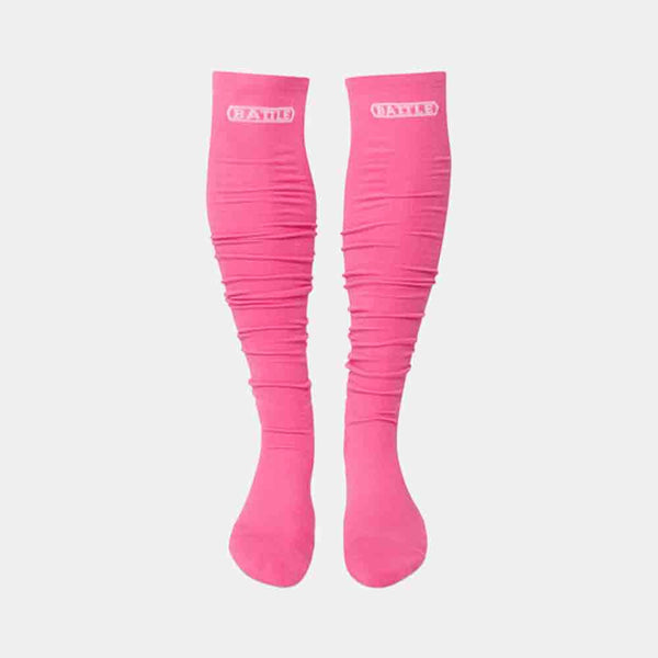 Front view of the Battle Adult Pink Battle Long Socks.