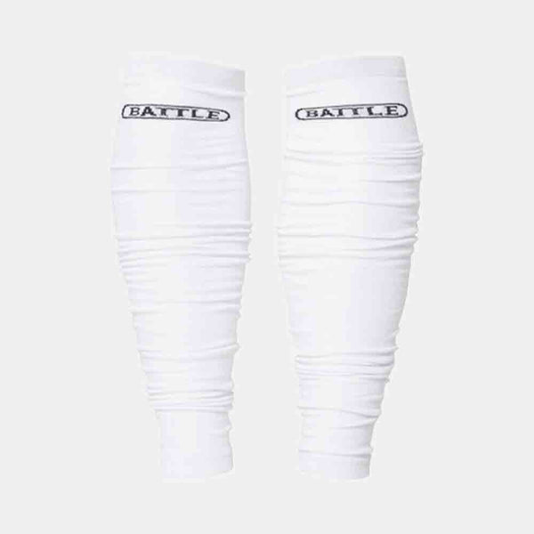 Front view of the Battle Youth White Long Sock Sleeves.