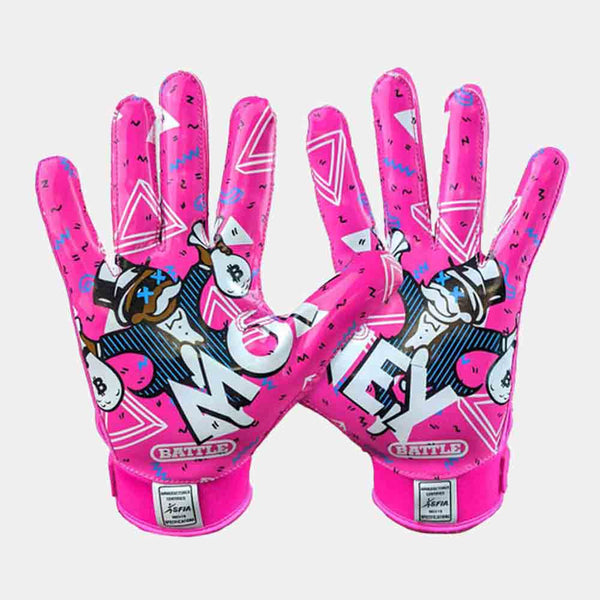 Front view of palms on the Battle "Money Man 2.0" Receiver Football Gloves.