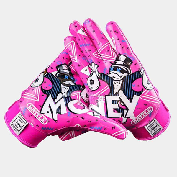 Front view of palms on the Battle "Money Man 2.0" Receiver Football Gloves.