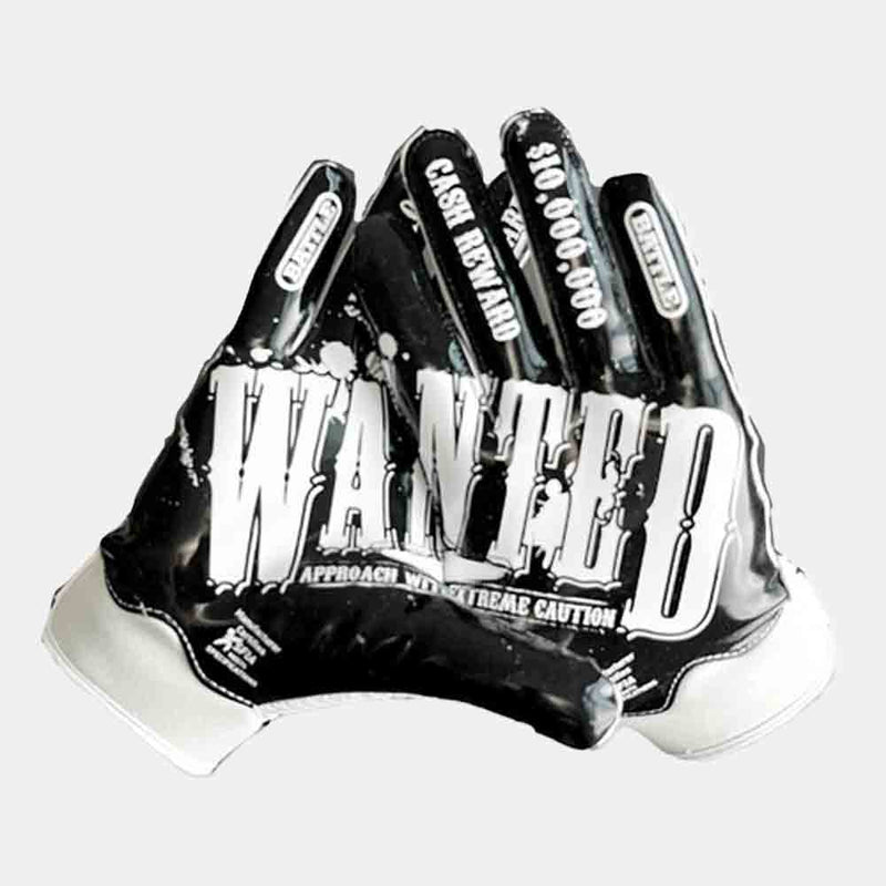 Front view of palm of the Battle Kids' "Wanted" Doom Receiver Football Gloves.