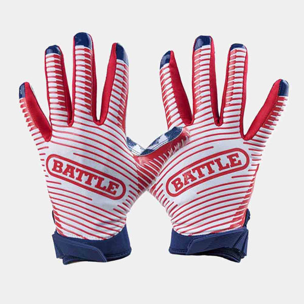 Rear view of the Battle Kids' "USA" Doom 1.0 Receiver Football Gloves.