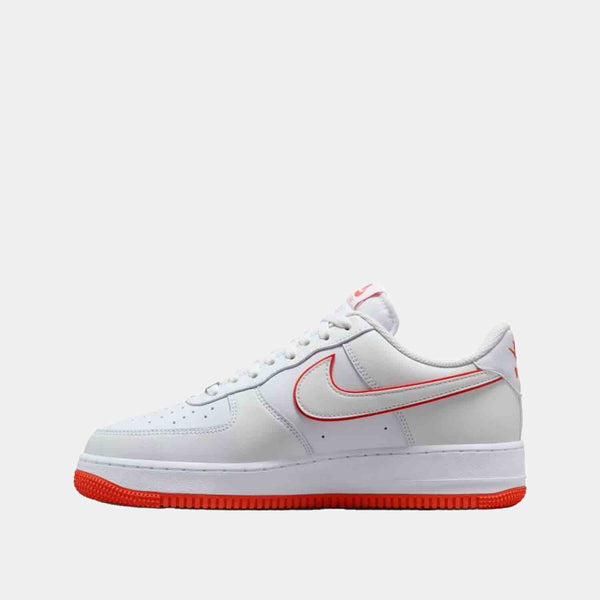 Side medial view of the Men's Nike Air Force 1 '07 Low ' White Picante Red'.