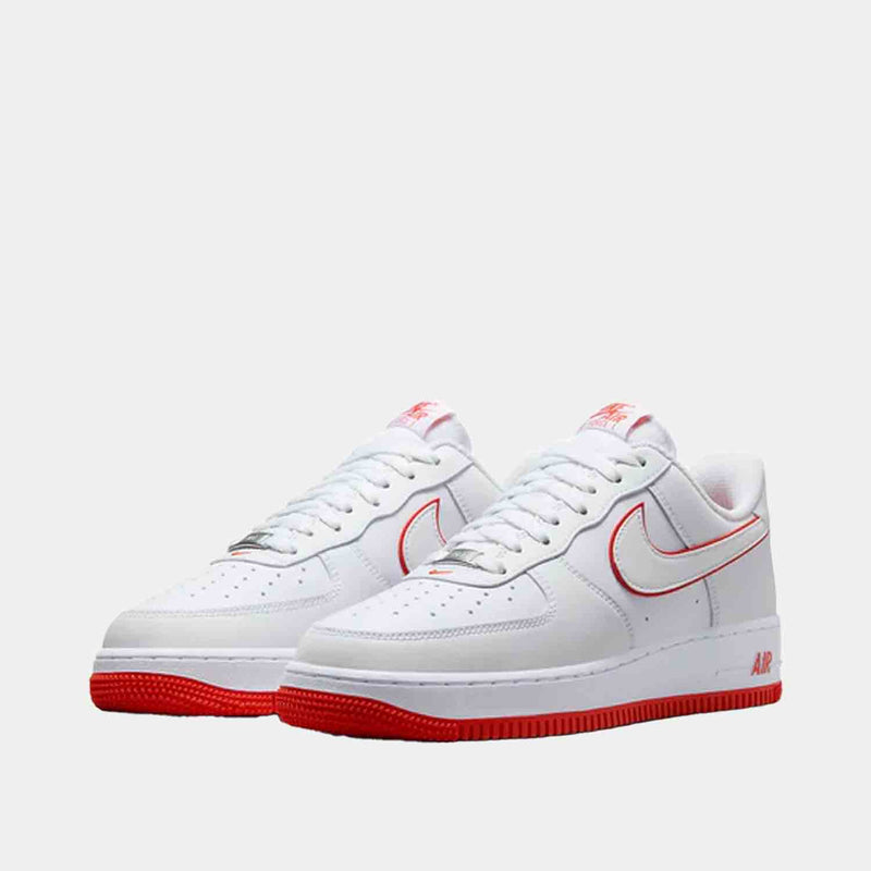 Front view of the Men's Nike Air Force 1 '07 Low ' White Picante Red'.