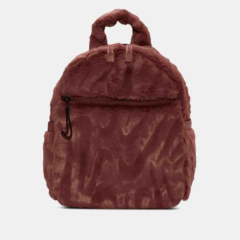 Front view of the Nike Faux Fur Mini Backpack.