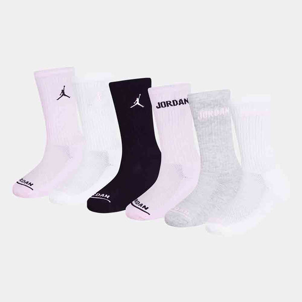 Side view of all the socks in the Nike 6 Pack Crew Socks.