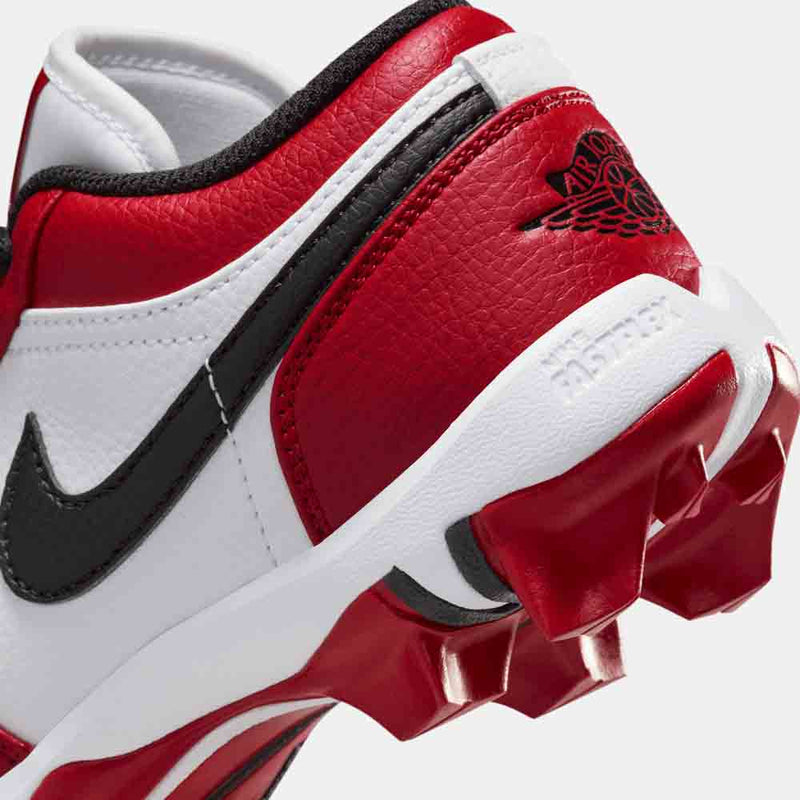 Up close, rear view of the Kids' Jordan 1 Low Football Cleats.