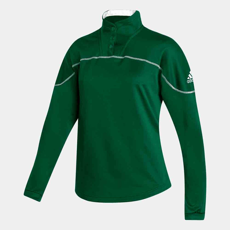 Front view of the Adidas Women's Stadium 1/4 Zip Snap Sleeve.