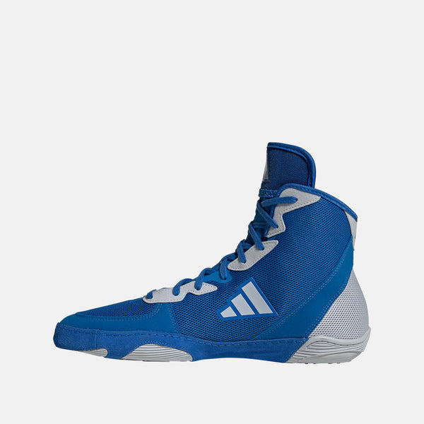 Side medial view of the Adidas Adizero Mat Wizard 6 Wrestling Shoes.