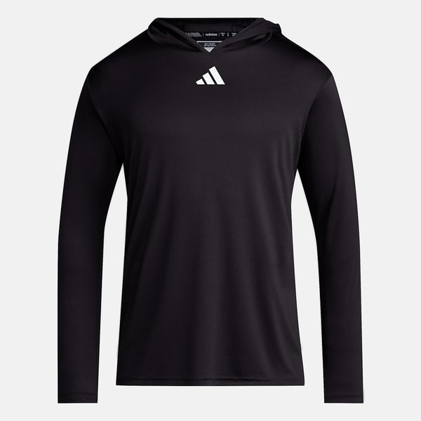 Front view of the Men's Adidas D4T Long Sleeve Lightweight Hoodie.