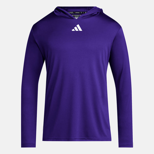 Front view of the Adidas Men's D4T Long Sleeve Lightweight Hoodie.