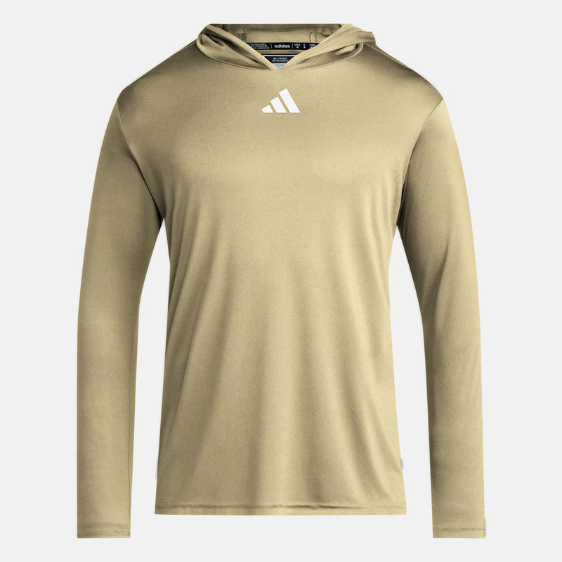 Front view of the Men's Adidas D4T Long Sleeve Lightweight Hoodie.