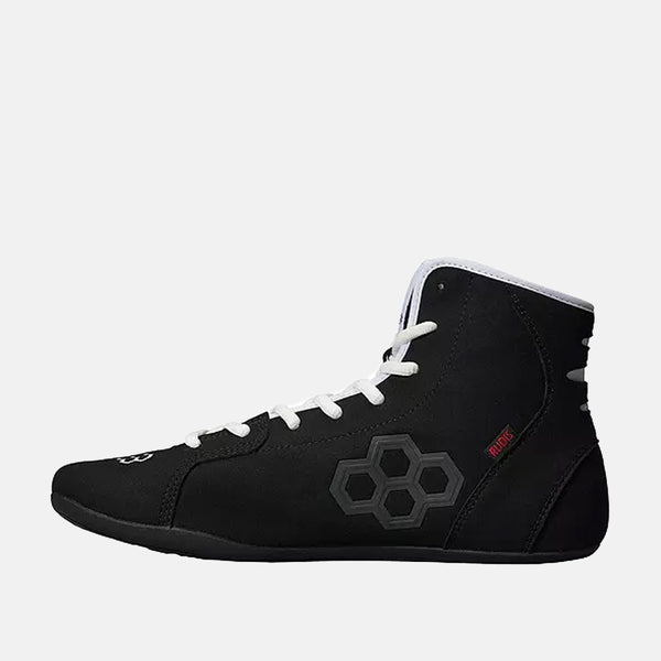 Side medial view of the Rudis International Wrestling Shoes.