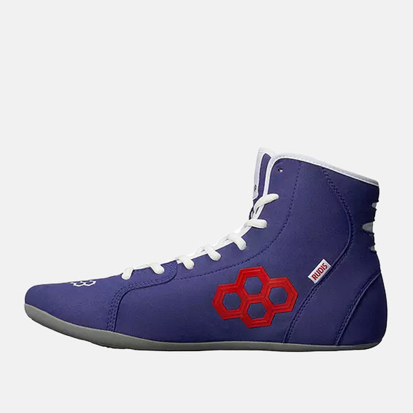 Side medial view of the Rudis International Wrestling Shoes.