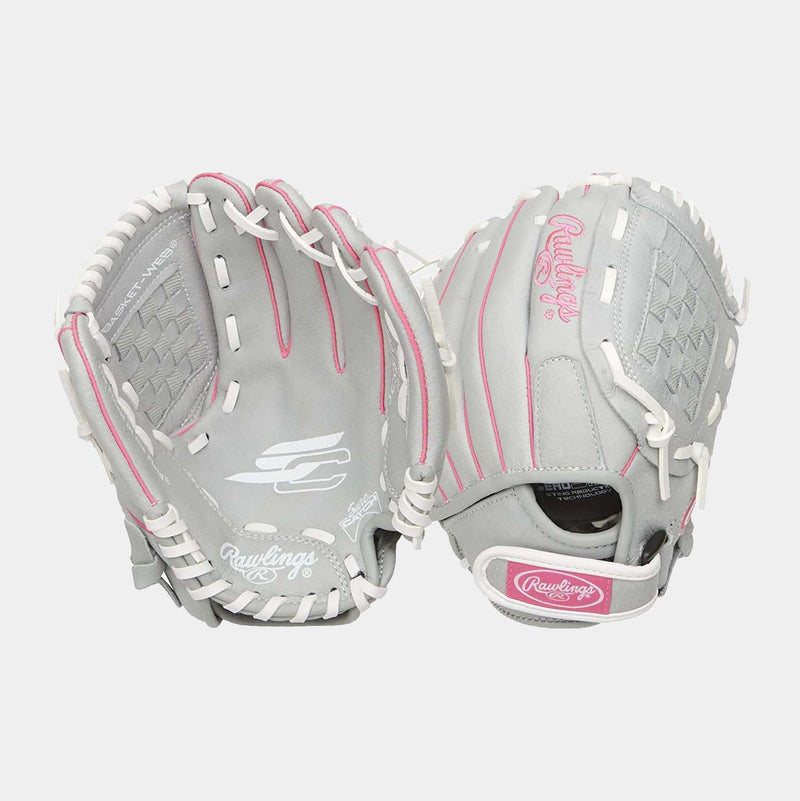 Youth Sure Catch Softball Series Fastpitch Glove, Grey/Pink