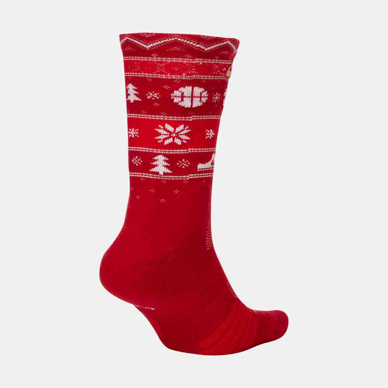 Rear view of the Nike Elite Christmas Crew Socks.