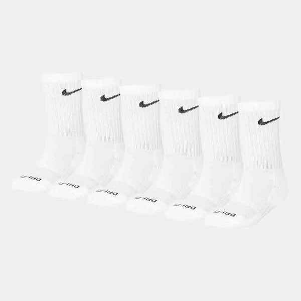 Side view of all socks in the Nike 6 Pack Crew Socks (4-7).