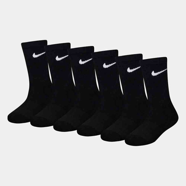 Side view of all the socks in the Nike 6 Pack Crew Socks.