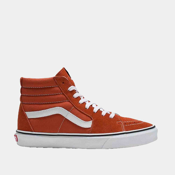 Side view of the Vans 'Color Theory Burnt Ochre' Sk8-Hi Shoes.