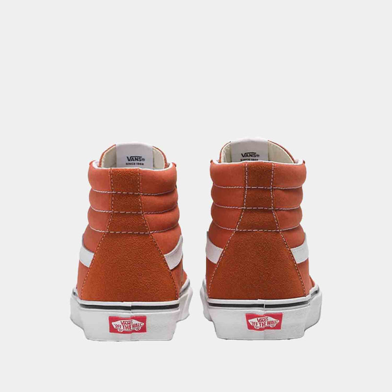 Rear view of the Vans 'Color Theory Burnt Ochre' Sk8-Hi Shoes.