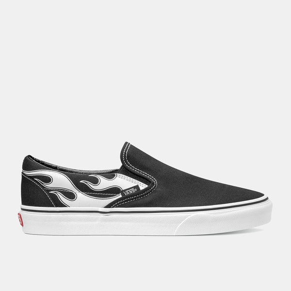 Side view of the Vans Classic Slip-On 'Flame Black White'.